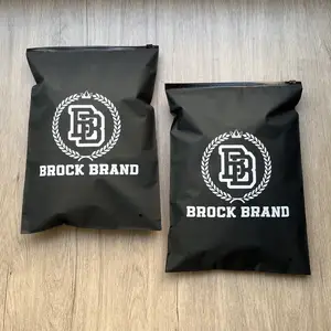 Sac à fermeture éclair avec impression de logo personnalisé noir mat avec logo Sac à fermeture éclair zip-lock biodégradable pour vêtement pour paquet