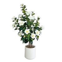 Arbre artificiel de camélia de 100 cm, fleurs en soie, plante artificielle persistante, fausses fleurs, plante bonsaï pour décoration intérieure