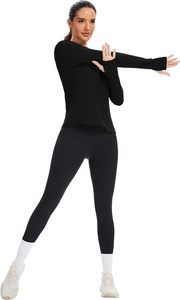 Magliette Termiche Traspiranti da <span class=keywords><strong>Donna</strong></span>, Top a Maniche Lunghe Felpate, Strato Base Invernale con Logo Frontale - Product Image 6