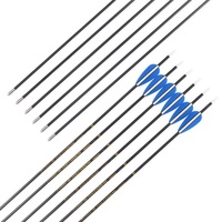 Anak panah karbon kustom untuk panahan, ID 3.2 mm, Spine 500-1000, ujung baja, sayap plastik, untuk busur recurve, target.