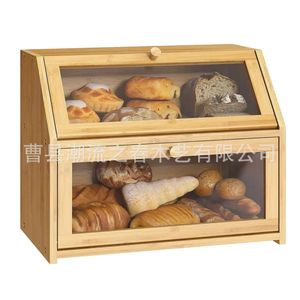 Boîte à pain en bois Spring Of Trends avec double couche en verre pour le rangement des produits de boulangerie - Product Image 3