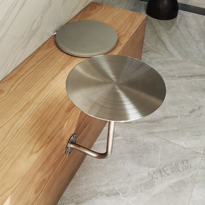 Simple Milk Tea Shop <strong>Side</strong> <strong>Table</strong> Coffee Shop Booth <strong>Table</strong> Wall-mounted Stainless Steel Small <strong>Round</strong> <strong>Table</strong> - Product Image 2