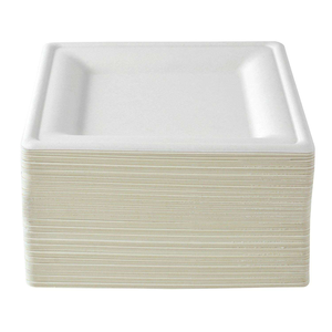 Assiettes jetables carrées en fibre de canne à sucre biodégradable de 10 pouces, boîte à lunch bento avec couverts pour la restauration - Product Image 5