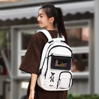 Sac à dos blanc grande capacité 36-56L avec fenêtre transparente, fermeture éclair étanche, sac à bandoulière pour l'école et les voyages, décontracté, unisexe, usage quotidien