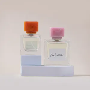 Top Rated 50ml 100ml Fragrance Clear Empty Square Perfume Spray Bottle With Resin Lid