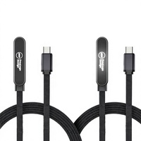 Kabel USB-C 240W 5A Pengisian Cepat dengan Logo LED Bercahaya, Panjang 1.5m, Dapat Disesuaikan, Ukiran Laser Multi-Warna, untuk Mobil dan iOS