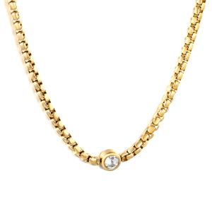 Collar de Cadena con Eslabones Geométricos de Moda para Mujer, Chapado en Oro PVD de 18K, de Acero Inoxidable, con Dijes de Zirconia Cubana - Product Image 1