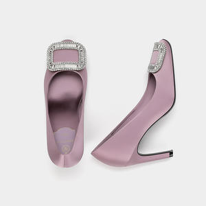 Zapatos de Primavera Estilo Coreano para Mujer, Tacón Fino, Punta Redonda con Pedrería, Deslizables, Transpirables, Tacón Alto, Moda Sexy - Product Image 3