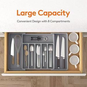 <span class=keywords><strong>Organisateur</strong></span> <span class=keywords><strong>de</strong></span> tiroir <span class=keywords><strong>de</strong></span> cuisine en plastique extensible à 8 compartiments, double niveau, pour ustensiles et couverts, idéal pour le <span class=keywords><strong>bureau</strong></span> - Product Image 2