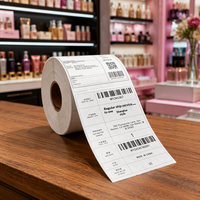 Kertas Label Termal Tahan Air 3-in-1 Stiker E-Pos 100/80/60/50/40/30/20 mm Perekat Diri Tanpa Inti Bentuk Persegi Panjang Dikemas dalam Gulungan