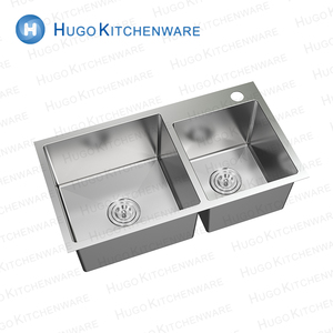 Thương mại thép không gỉ bồn rửa nhà bếp handmade bát đôi cho nhà hàng và nhà bếp SUS304 Chất liệu vòi không bao gồm - Product Image 6