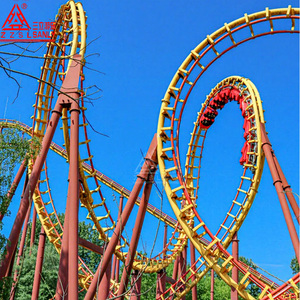 Manège de montagnes russes extérieures à 4 boucles en acier, grande sensations fortes extrêmes, train de parc d'attractions à vendre - Product Image 3