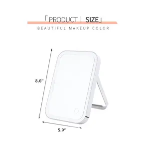 New custom 10X magnification cosmetic mirror sucker type travel light up beauty mirror foldable makeup mirror with led light