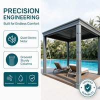 Pergola murale modulaire en aluminium 3x3m avec lames motorisées pour balcon et zone de réception de mariage