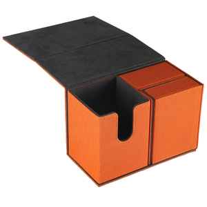 Boîte de rangement à rabat en PU orange, personnalisable, flexible et résistante aux rayures, pour la protection des jeux de cartes - Product Image 4