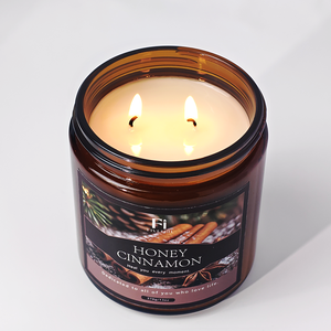 Bougie parfumée en verre <span class=keywords><strong>à</strong></span> visser de style luxueux couleur ambre avec <span class=keywords><strong>bouchon</strong></span> noir et logo personnalisé - Product Image 5