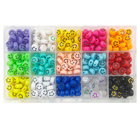 Grosir 300pcs Manik-manik Akrilik Wajah Tersenyum 10mm untuk Pembuatan Perhiasan Gelang Anting Kalung Kerajinan Rantai Ponsel Bahan Liontin