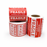 Étiquettes d'expédition fragiles imprimées sur mesure, autocollantes, en rouleau, pour cartons et emballages en verre, vente en gros, OEM, ODM