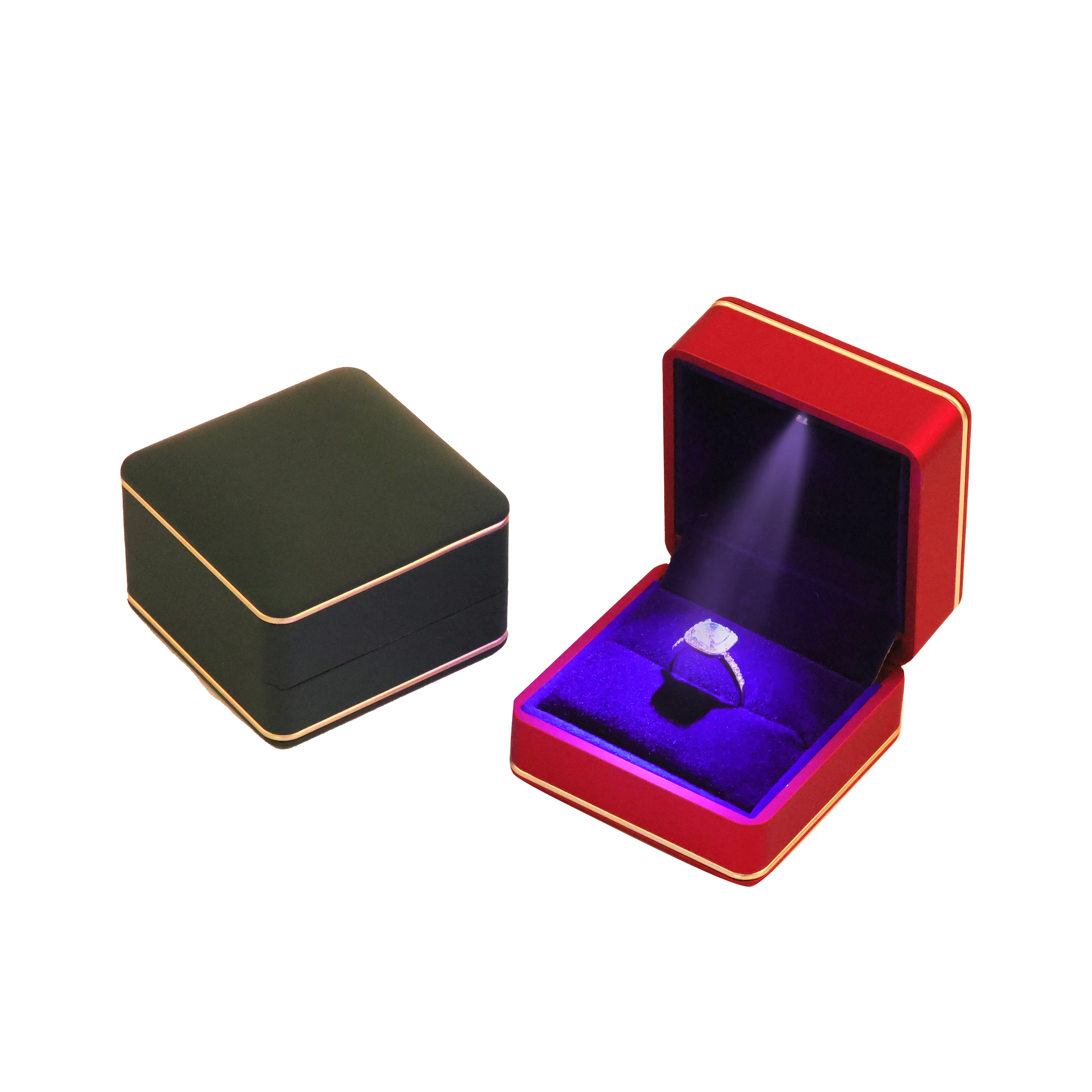 Lüks LED halka kutusu mücevher hediye ambalaj romantik nişan yüzüğü durumda Led mücevher kutusu ışık