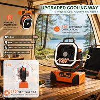 Ventilateur de camping rechargeable 20000mAh portable USB avec lumière LED, télécommande, alimenté par batterie, pour tente et bureau