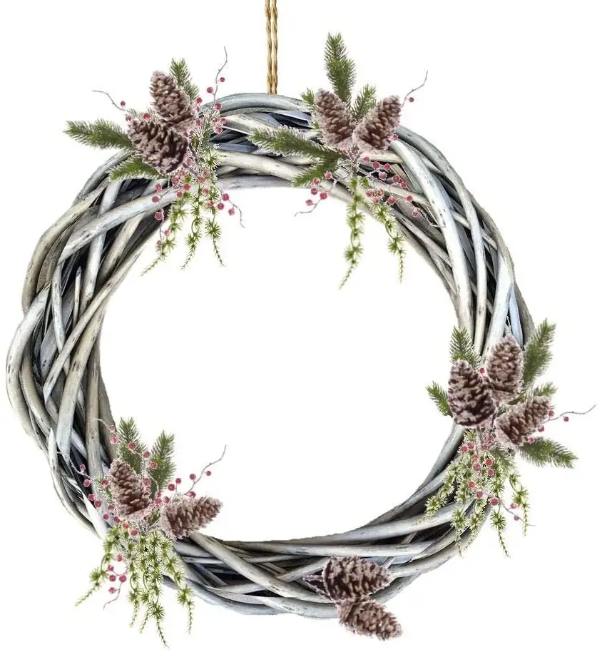 Lingkaran Alami Willow Natal Dekorasi Willow Karangan Bunga Liburan Rotan Wreath