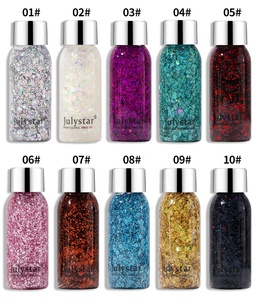 Vente en gros Julystar Gel à paillettes flash à haute teneur pigmentée Gel à paillettes pour le corps et le visage coloré pour le maquillage de scène sous forme de poudre - Product Image 6