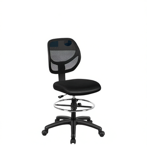 Chaise de bureau exécutive à dossier moyen en tissu, réglable en hauteur, avec base pivotante et repose-pieds - Product Image 1