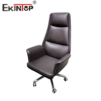 Mobilier de bureau Ekintop Manufacture à dossier haut pour bureau de direction Chaise de bureau ergonomique rotative en cuir, pivotante et réglable
