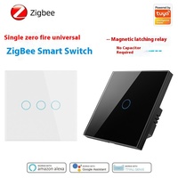 Interrupteur tactile intelligent Tuya Zigbee en verre durable pour usage domestique, contrôle WIFI, commande vocale, programmation, prise UK, sans condensateur