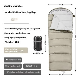 <span class=keywords><strong>Sac</strong></span> <span class=keywords><strong>de</strong></span> <span class=keywords><strong>couchage</strong></span> enveloppe à capuche 3 saisons, léger, 210T, imperméable, respirant, polyester, portable, coton, camping, extérieur, voiture - Product Image 3