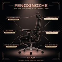 Silla de Oficina Ergonómica SAIGU Distinguished Black Armor Serie 2, Respaldo Alto, Malla Completa, Multifuncional y Giratoria