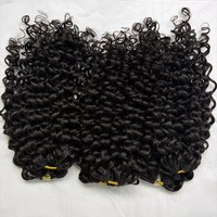 Extensions de cheveux humains vierges brésiliens bouclés pré-bouclés pour tresses au crochet, lots de mèches à nœuds sans nœuds Miracle Knots, double tissage micro-attaché à la machine