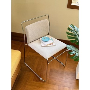 Modern Minimalist Stainless Steel PU Leather Foldable Durable High-End Elegant <b>Dining</b> <b>Chair</b> for Hotel Villa Small Apartment Use - Product Image 2