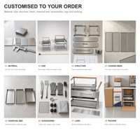 Barbecue à charbon de bois à bascule en acier inoxydable SUS 304 avec panier grillagé, étagère latérale et tiroir à cendres, fabriqué sur mesure pour les marques de barbecue