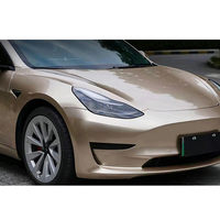 Vinyle de covering automobile PET PVC moulé HD brillant effet métal liquide champagne foncé, un rouleau complet 1,52x17m/5x60ft, vente en gros, direct usine