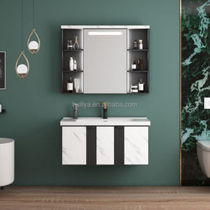 Mueble de Baño Moderno de Aleación de Aluminio, Montado en la Pared, con Lavabo de Cerámica Integrado, 40 <span class=keywords><strong>cm</strong></span> de Ancho, Compacto para Espacios Pequeños - Product Image 4