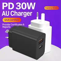 Adaptateurs d'alimentation universels, prise AU, charge rapide PD, double port, 20 W/30 W, type C, certifié SAA, chargeur mural, Australie