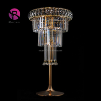 Décoration de table en or et argent, support à fleurs en cristal, lampes de table sans fil, rechargeables par batterie, centres de table de mariage, support lumineux
