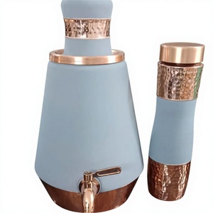Ensemble de bouteille d'eau et de tasse à double paroi en cuivre pur de qualité supérieure, sublimé |   Vaisselle ayurvédique pour la cuisine et la table |   Vente en gros en Inde - Product Image 1