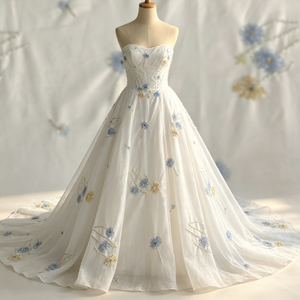 Tissu en <span class=keywords><strong>coton</strong></span> <span class=keywords><strong>blanc</strong></span> pur avec broderie <span class=keywords><strong>de</strong></span> paillettes en forme <span class=keywords><strong>de</strong></span> pissenlit, adapté aux robes <span class=keywords><strong>de</strong></span> mariée et aux robes <span class=keywords><strong>de</strong></span> demoiselles d'honneur - Product Image 2