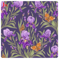 Kain Voile Muslin Katun Cetak Digital Custom Motif Bunga Laris untuk Gaun Wanita