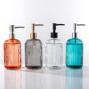 Usine En Gros Clair Brun Vert Bleu Verre Mousse Désinfectant Pour Les Mains Distributeur Bouteille avec <span class=keywords><strong>Bouchon</strong></span> De Pompe En Acier Inoxydable - Product Image 1