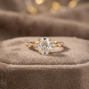 Anillo de Compromiso de Lujo con Diamante Ovalado Cultivado en Laboratorio, Certificado por IGI, con Piedras Laterales Vintage, Joyería Nupcial en Oro de 10K, 14K, 18K, Plata 925, 935 - Product Image 2