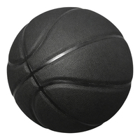 Ballon de basketball personnalisé avec logo, taille 7, en cuir PU occultant, tout noir, Topteams, léger, durable, écologique, pour entraînement intérieur et extérieur