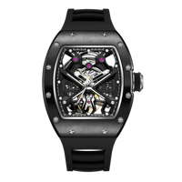 Montre de luxe pour homme, mécanique automatique, avec logo personnalisé, squelette ajouré, boîtier tonneau