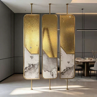 Paravent de luxe moderne doré, écran de séparation décoratif à motif marbré pour la maison, le bureau, l'hôtel, l'entrée