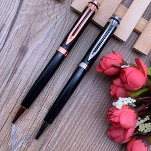 Stylos à bille en métal noir torsadé de luxe avec logo personnalisé, largeur d'écriture de 1,0 mm, pour cadeau - Product Image 4