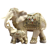 Graffiti Bois Blanc Éléphant Figurine Folk Art Style Résine Sculpture pour Maison Salon Vin TV Cabinet Bureau Ornements