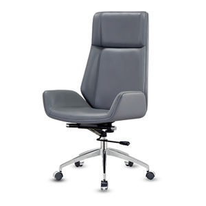 Chaises de conférence ergonomiques modernes personnalisées en cuir véritable gris pour visiteurs, réunions, salles de conférence et bureaux - Product Image 1