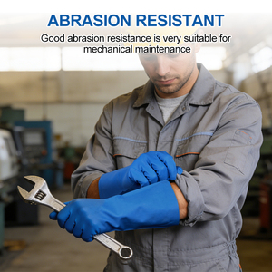 Guantes Industriales <span class=keywords><strong>de</strong></span> Nitrilo XINGYU <span class=keywords><strong>de</strong></span> 33 cm, Azules, Resistentes a Químicos, Ácidos y Álcalis, para Laboratorio - Product Image 4